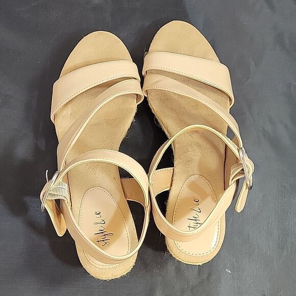 STYLE &CO ANKLE STRAP ADJUSTABLE BUCKLE ROUND TOE SLIP-ON WOMEN"S SANDAL - Picture 5 of 14